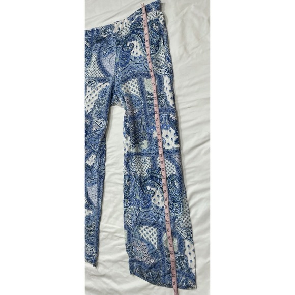 Zara high‎ Waisted Blue White Paisley Patch Look Wide Leg Trouser Pants Size M - Picture 13 of 16
